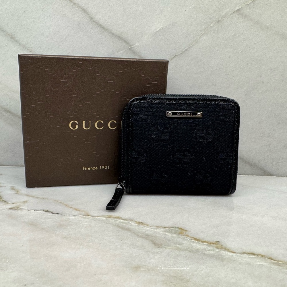 Gucci GG Canvas Black Coin Purse Wallet
